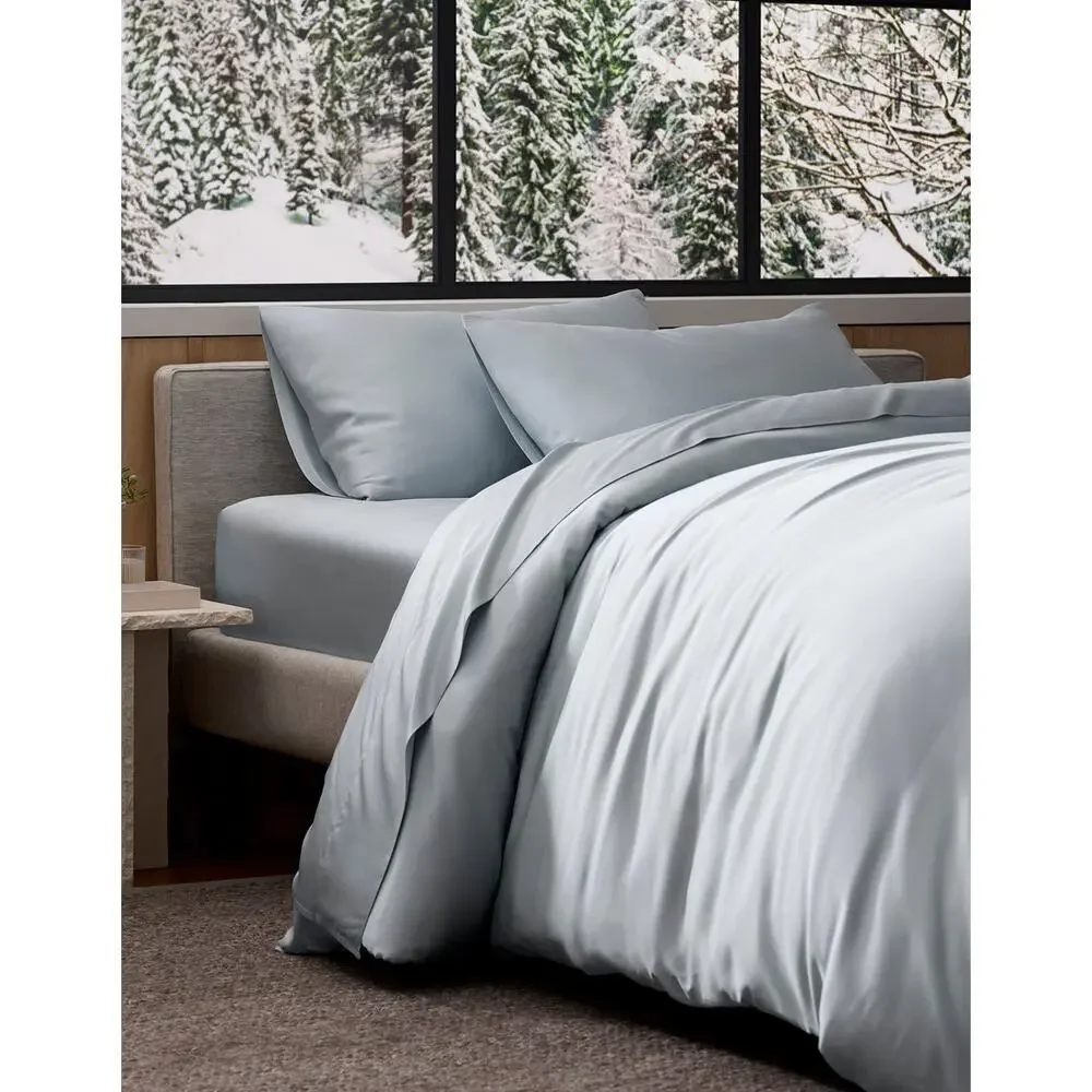 Cozy Earth Bamboo Duvet Cover Queen Shore Blue NWOT